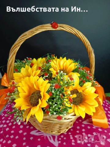 Кошници декорирани с декоративни цветя. , снимка 2 - Декорация за дома - 52209890