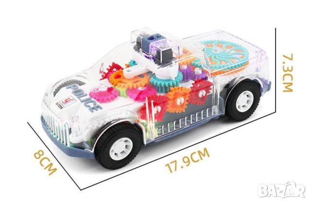 Музикална и светеща, прозрачна, полицейска кола играчка за деца, снимка 4 - Музикални играчки - 45836446