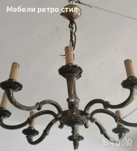 Красив масивен абажур от Месинг - 8 лампи. Подходящ за вашата всекидневна, трапезария или вила. , снимка 5 - Полилеи - 50035377