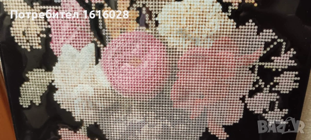 Диамантен гоблен Ваза с цветя върху опънато черно кадифено платно., снимка 14 - Гоблени - 49263890