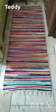 Ярка многоцветна пътека черга, ръчна изработка, снимка 2 - Килими - 53911859