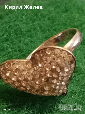 Сребърен пръстен с кристално сърце ❤️ Swarovski стил и елегантност 37676 , снимка 8 - Пръстени - 52889710