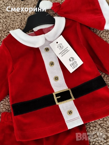 Нов коледен комплект / костюм за новородено 56см, снимка 3 - Комплекти за бебе - 52487566