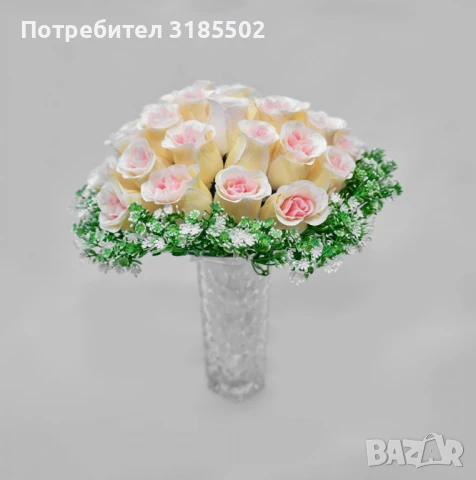 Елегантен букет от изкуствени рози, снимка 3 - Изкуствени цветя - 51228010
