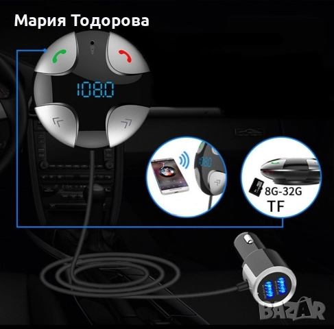 Хендсфри mp3/ bluetooth плеър с двойно USB, за автомобил с радио приемник