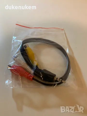 НОВ! 3.5mm AUX към 3 RCA AV Композитен кабел 20 см аудио видео AV Video, снимка 11 - Други - 47197132