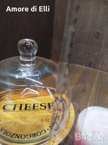 Масивна дървена дъска за сирена със стъклен капак (купол) – Vintage style, снимка 3 - Прибори за хранене, готвене и сервиране - 53918632