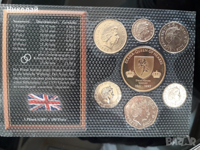 лот от нециркулирали монети Великобритания във вакуумиран банков фолдер., снимка 2 - Нумизматика и бонистика - 53758117