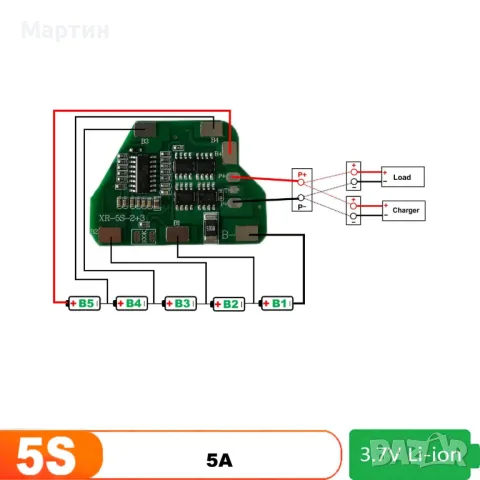 BMS БМС 5S 21V 5A за 18650 литиево-йонна батерия, снимка 2 - Друга електроника - 47198812