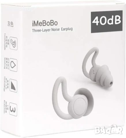 Комплект от 2 миещи се нано тапи за уши от силикагел iMeBoBo, За шумопотискане при сън, Сив, снимка 2 - Други стоки за дома - 45776868