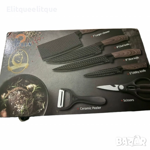Стилен и практичен кухненски комплект ножове – 6 части, снимка 7 - Други - 52353828