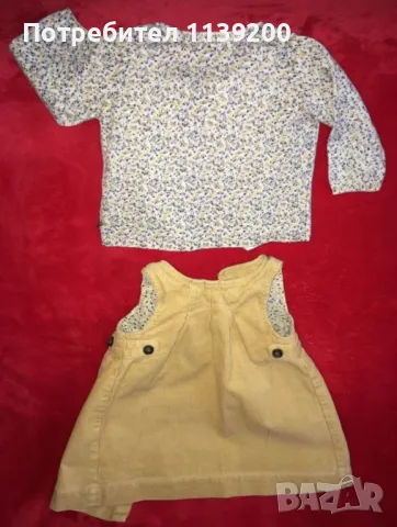 3-6м френски джинсов сукман и блузка Natalys 100% памук момиче, снимка 1