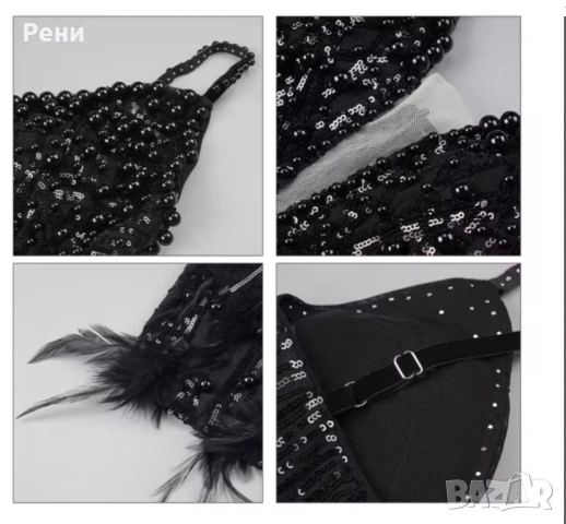 Парти рокля с камъни и пера, снимка 3 - Рокли - 53941940