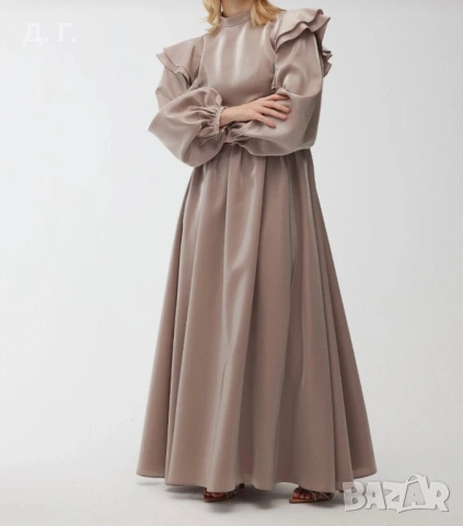 Дълга рокля в капучино цвят, снимка 2 - Рокли - 53689029
