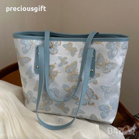 Дамска голяма чанта с пеперуди, снимка 2 - Чанти - 53801790