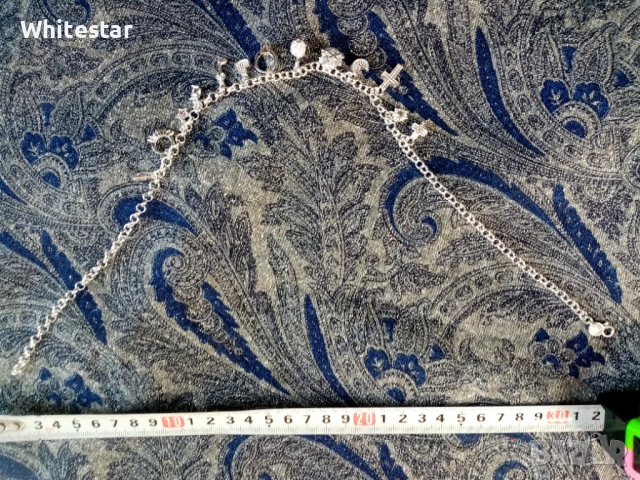 Посребрена дамска гривна за ръка или глезен, снимка 2 - Гривни - 53623032