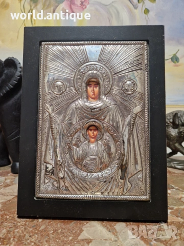 Страхотна антикварна сребърна икона със сертификат , снимка 2 - Антикварни и старинни предмети - 53913379