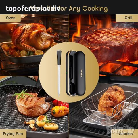 Термометър за Грил,Фурна Опушвач, Ротисерия,Inkbird INT-11P-B Wireless Bluetooth Meat, снимка 6 - Скари - 46816475