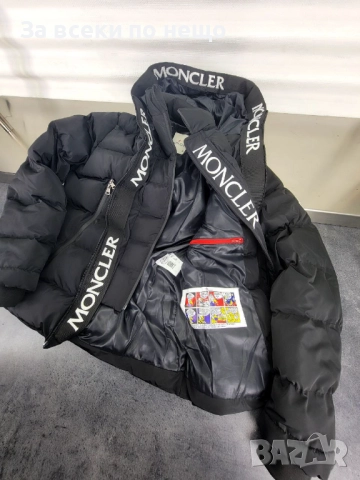 Moncler Мъжко Черно Зимно Яке Със Силиконов Пълнеж И Бродирано Лого Монклер Код A858, снимка 2 - Якета - 51627099