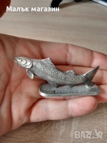 Фигура на риба пъстърва от калай Швеция, снимка 5 - Статуетки - 51829465