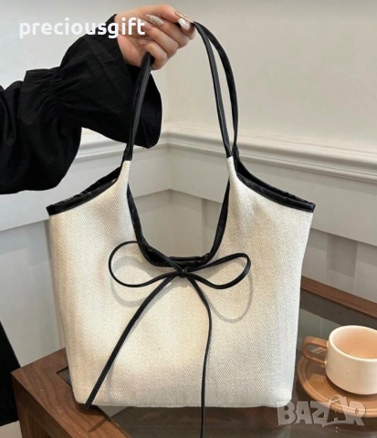 Дамска голяма чанта с панделка, снимка 2 - Чанти - 53289853