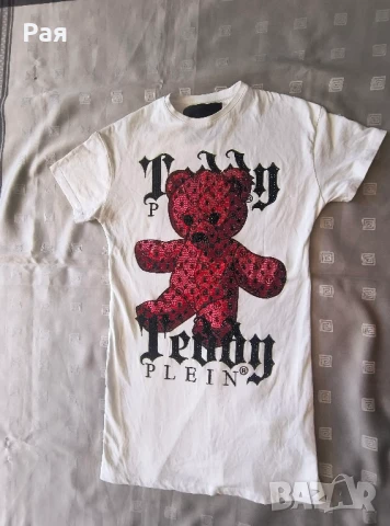 Филип Плейн Рокля тип тениска Teddy Plein с кристална украса, снимка 12 - Рокли - 50892754