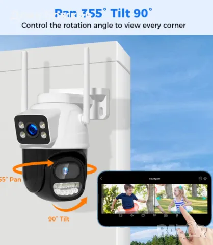 Външна 8MP WiFi Безжична Камера 4K,Автоматично проследяване,iCsee APP, снимка 1 - IP камери - 48057033