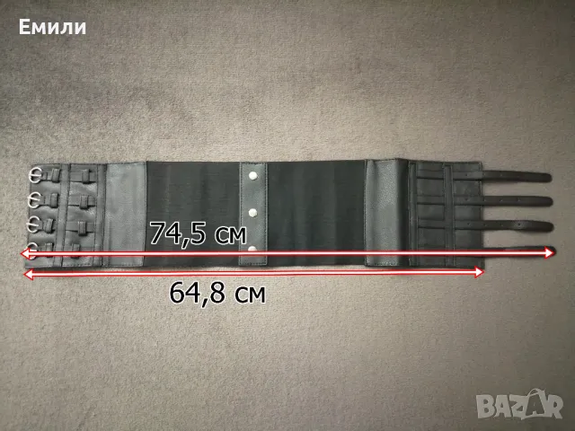 Широк кожен колан за талия - корсет с катарами и ластик р-р S-M, снимка 6 - Колани - 48002806
