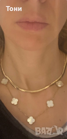 Златно колие по модел на Van Cleef 14 карата злато , снимка 2 - Колиета, медальони, синджири - 53295977