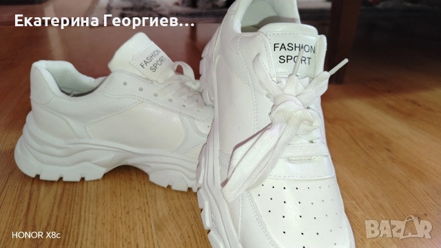 Бели дамски Маратонки, снимка 6 - Маратонки - 54290017