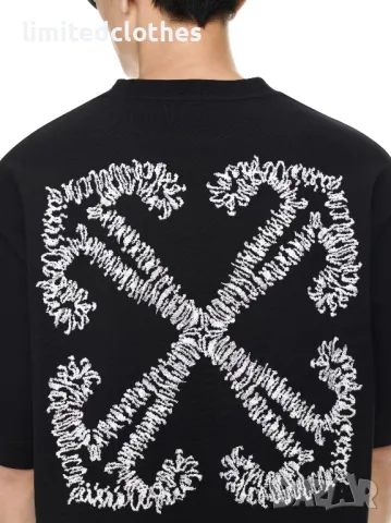 OFF-WHITE c/o VIRGIL ABLOH Black Tattoo Arrow Embroidered Logo Мъжка Тениска size L, снимка 6 - Тениски - 46985960