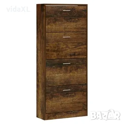 vidaXL Шкаф за обувки, опушен дъб, 63x24x147 см, инженерно дърво（SKU:342547）, снимка 3 - Шкафове - 48815108