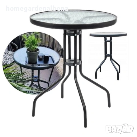 Маса Muhler 60xH74cm с стъклен плот, снимка 2 - Маси - 54076899