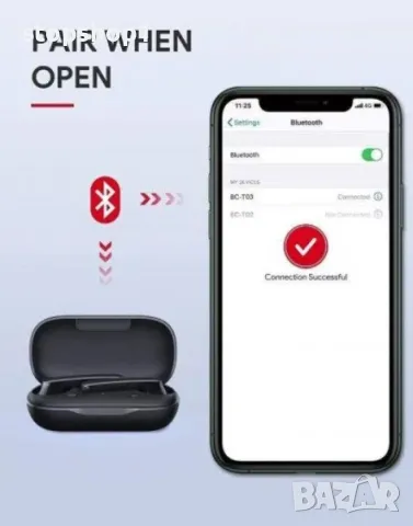 Слушалки BC Master BC-T03 True Wireless Earbuds - черни, снимка 5 - Bluetooth слушалки - 47180511