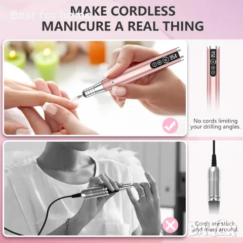 Професионална безжична електрическа пила за нокти Kredioo, снимка 3 - Педикюр и маникюр - 49901243