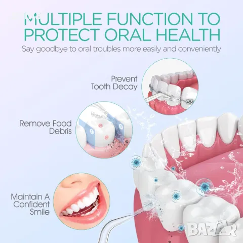 VOYOR-HEALTH Акумулаторен безжичен зъбен душ орален иригатор с 3 режима и IPX7 водоустойчив WF510, снимка 6 - Други - 47441115