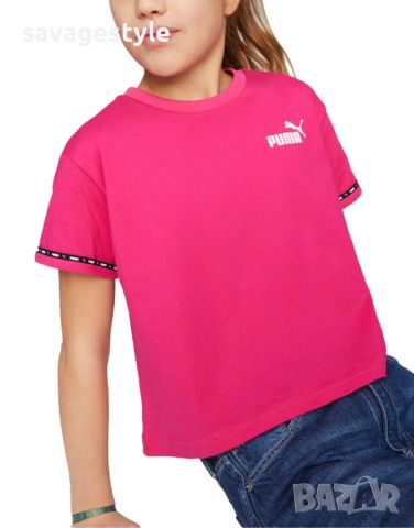 Детска тениска PUMA Power Tape Relaxed Fit Tee Pink