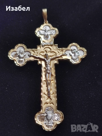 Кръст жълто и бяло злато 14к, снимка 4 - Колиета, медальони, синджири - 54229710