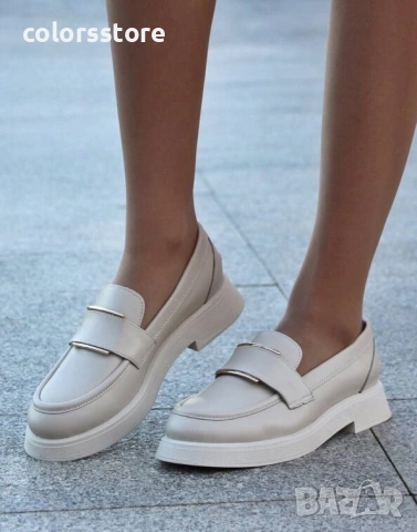 Равни обувки - бежова ЕСТЕСТВЕНА кожа - 33105 