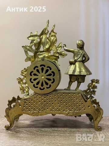 Винтидж бронзов каминен часовник с фигура на момиче, снимка 4 - Антикварни и старинни предмети - 52501460