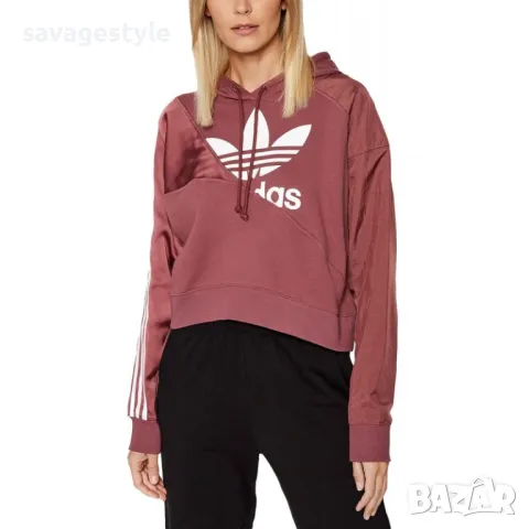 Дамски суитчър ADIDAS Originals Adicolor Split Trefoil Hoodie Dark Burgundy, снимка 1 - Суичъри - 48941231