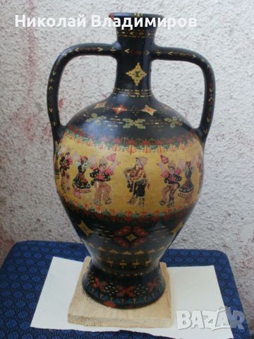 Българска рисувана стара ваза оригинални рисунки, снимка 4 - Антикварни и старинни предмети - 45991035