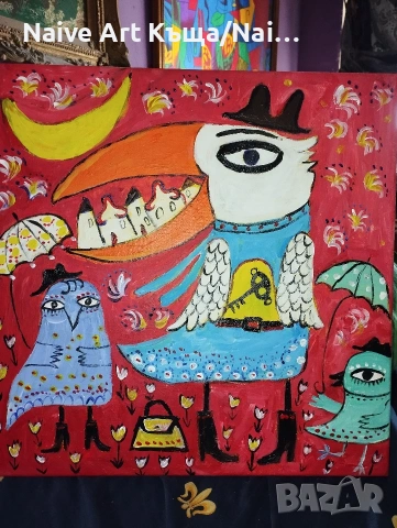 Картина платно маслени бои акрилни бои размер 42/42, снимка 2 - Картини - 53735032