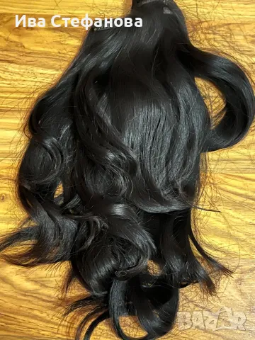 100 % естествена черна права коса Remy hair , снимка 1 - Аксесоари за коса - 47206484