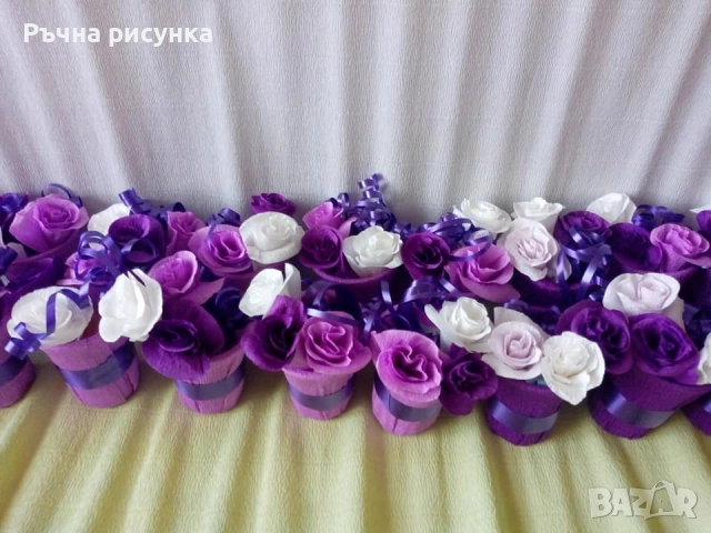 Ръчно изработени букетчета с цветя от хартия, снимка 15 - Декорация за дома - 42322419