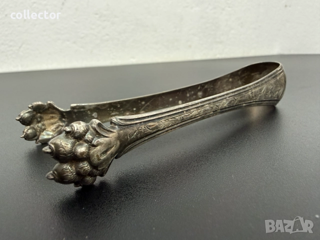 Стара дебело посребрена щипка за лед / сладки. №7780, снимка 4 - Антикварни и старинни предмети - 52876980