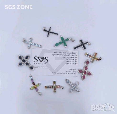 сребърен кръст с естествен мулти турмалин, снимка 4 - Колиета, медальони, синджири - 52392771