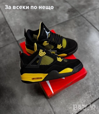 Air Jordan 4 Retro “Black/Yellow” Мъжки Маратонки С Кутия👟Мъжки Спортни Обувки Код S79, снимка 3 - Маратонки - 52411467