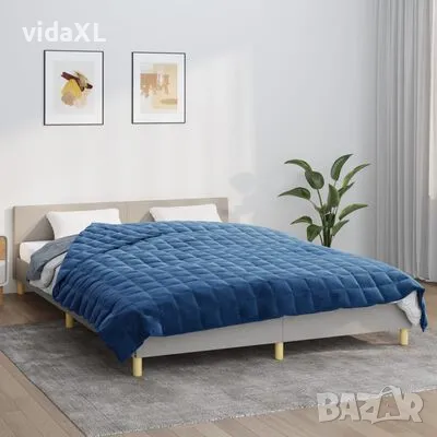 vidaXL Утежнено одеяло синьо 220x240 см 11 кг плат(SKU:3154862), снимка 2 - Други - 49096291