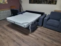 Сив комплект от плат диван тройка с функция сън, фотьойл и табуретка, снимка 10